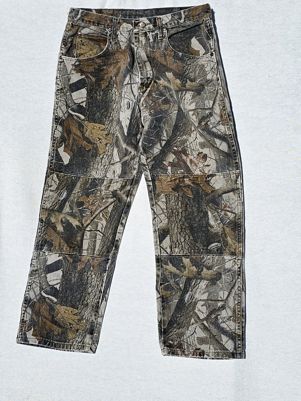 Wrangler Brown and Olive Leather Patch Jeans